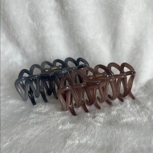 Elegant Brown and Grayish Blue Hair Claw Set